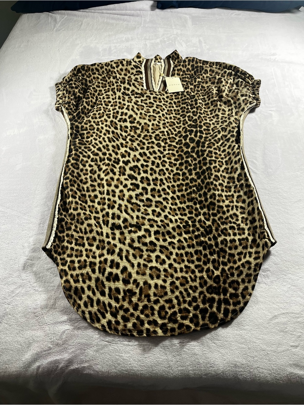 Entro Mocha Leopard Dress Women’s Size Small NWT Pockets Dolman Sleeve
